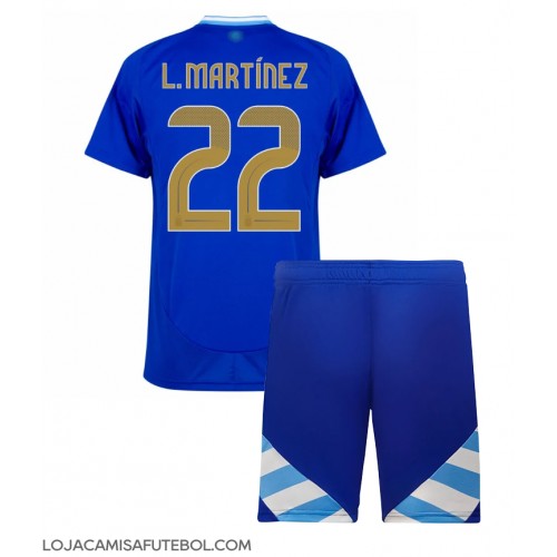 Camisa de Futebol Argentina Lautaro Martinez #22 Equipamento Secundário Infantil Copa America 2024 Manga Curta (+ Calças curtas)